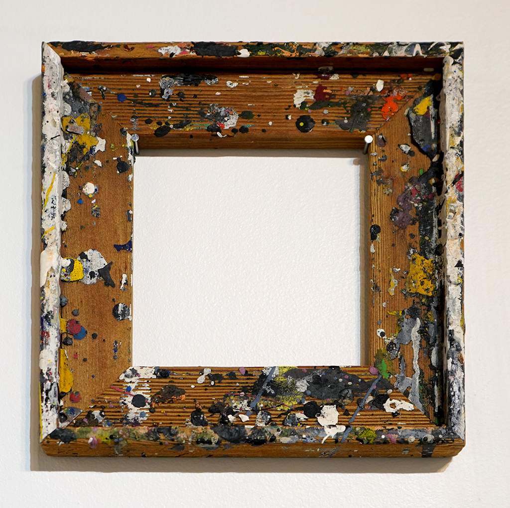 This minimalist abstract transforms recycled easel bars into small textured frames.
