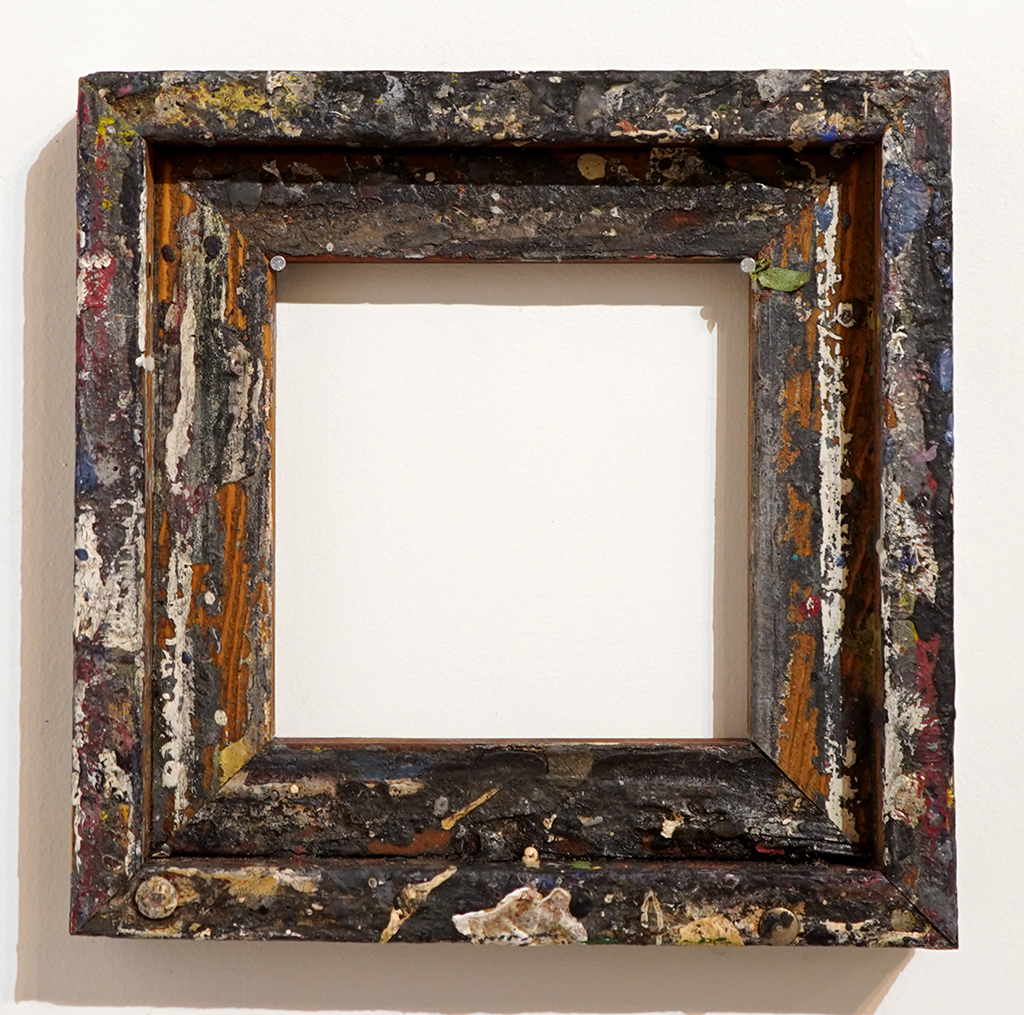 This minimalist abstract transforms recycled easel bars into small textured frames.