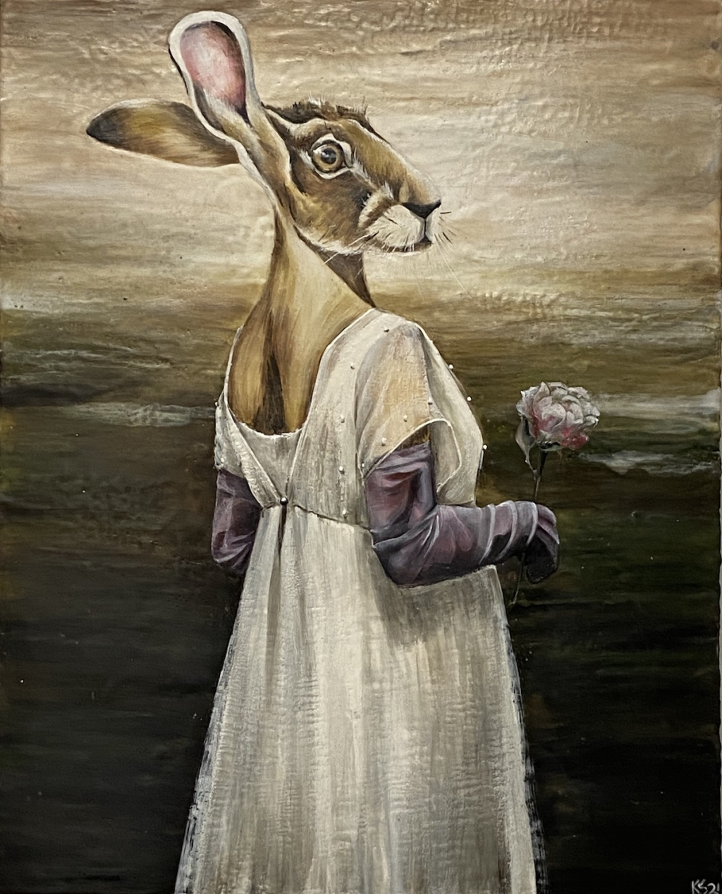 Original encaustic and oil painting on birch panel. Wired and ready to hang, price includes HST.