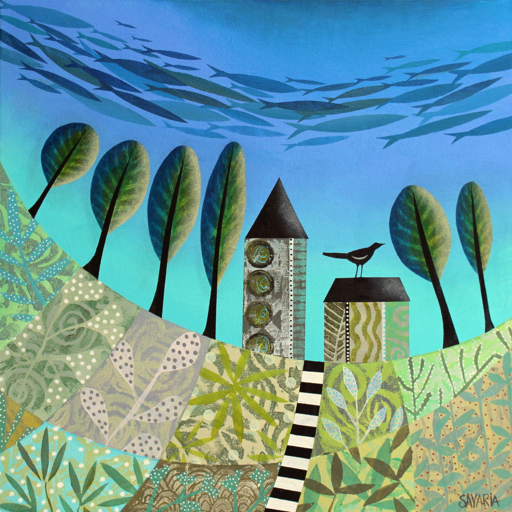 Mixed media painting on canvas