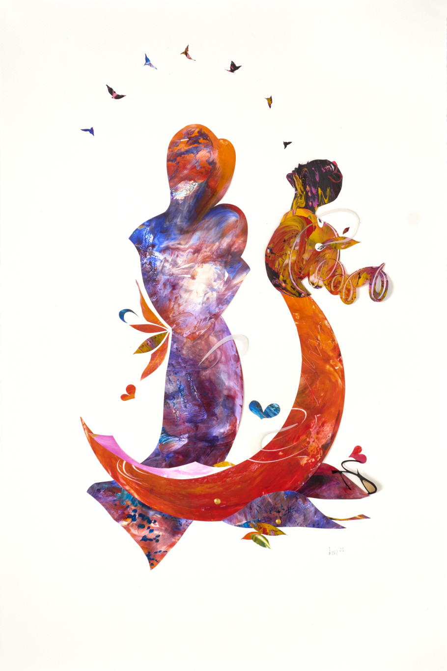 Two women and birds