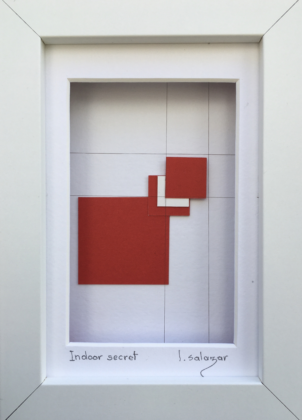 Transparent box with hidden secret that isn't hidden at all. Is a floating square that matches the red one in the compositio.