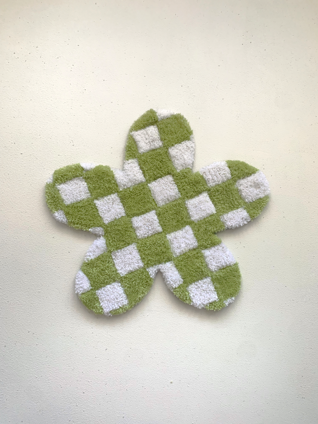 Light Green Checkered Flower Rug